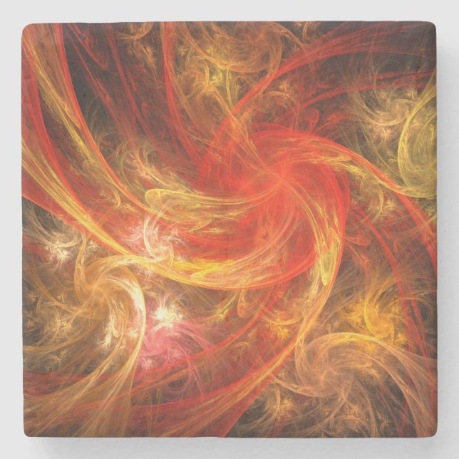 Firestorm Nova Abstract Art Stone Coaster (Front)