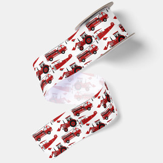 Firetruck, Airplane, Tractor Satin Ribbon