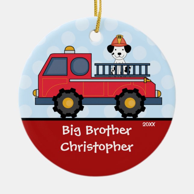 Firetruck Big Brother Christmas Ornament (Front)