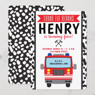 Firetruck Birthday Invitation