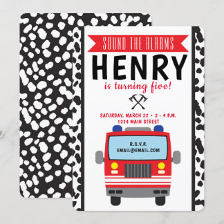 Firetruck Birthday Invitation