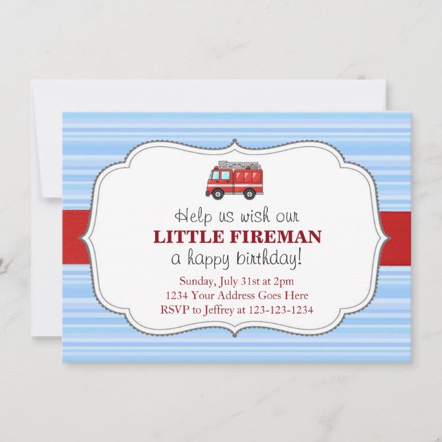 Firetruck Birthday Invitation (Front)