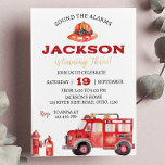 Firetruck Birthday Invitation Fireman Party<br><div class="desc">Our firetruck birthday invitation is the perfect way to invite friends and family to your party. The design features a watercolor theme, with plenty of space for all the important details such as the date, time, and location of the party. Perfect for any age, gender and theme of the party,...</div>