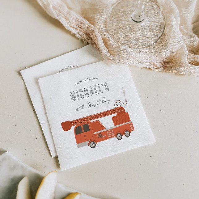 Firetruck Birthday Paper Napkin (Creator Uploaded)