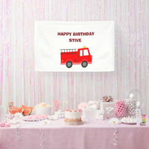 Firetruck  Birthday Party Banner
