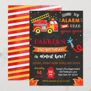 Firetruck Birthday Party invitations