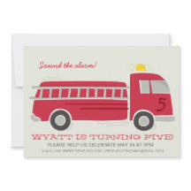 Firetruck Birthday Party Invite