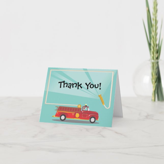 Firetruck Birthday Party Thank you Notes (Front)