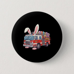 Firetruck Bunny Easter Easter Day Firefighter Boys 2 Inch Round Button