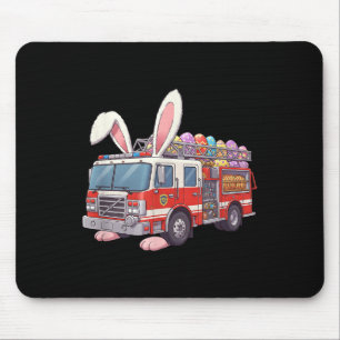Firetruck Bunny Easter Easter Day Firefighter Boys Mouse Pad