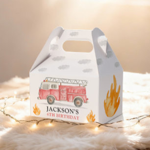 Firetruck Calling All Firefigthers Boy Birthday Favor Box