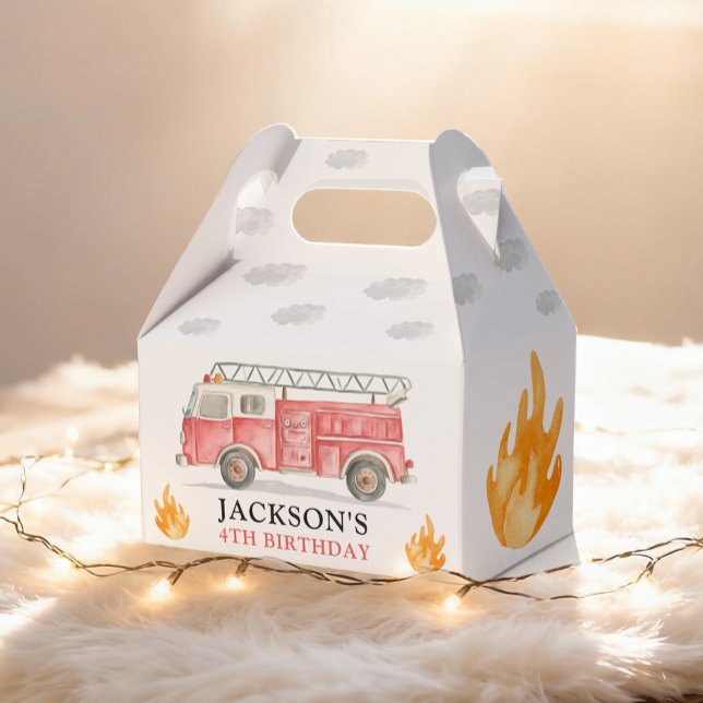 Firetruck Calling All Firefigthers Boy Birthday Favor Box (Creator Uploaded)