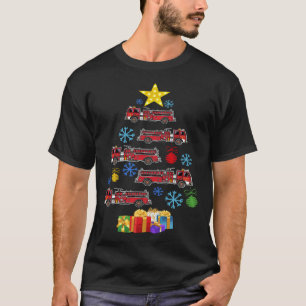 Firetruck Christmas Tree Xmas Firefighter Fireman  T-Shirt