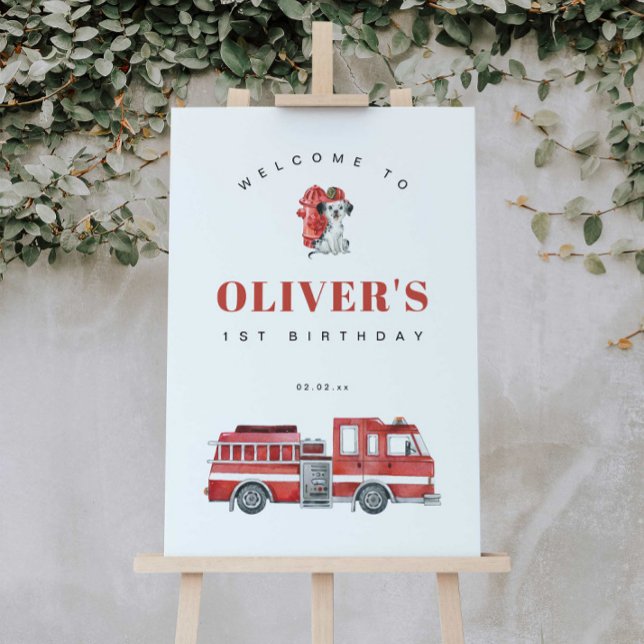 Firetruck Firefighter Birthday Party Welcome Sign (Creator Uploaded)