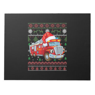 Firetruck Firefighter Christmas Cute Boy Santa Hat Notepad