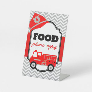 Firetruck Food Party Display Pedestal Sign