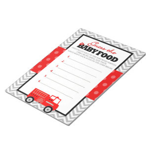Firetruck Guess The Baby Food Game Answer Pack Notepad
