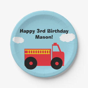 "Firetruck" Personalized Paper Plates