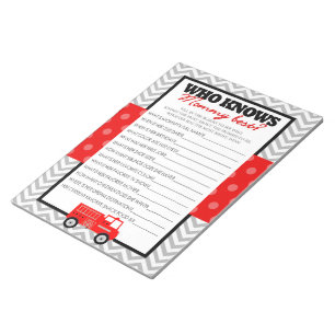 Firetruck Who Knows Mommy Best Baby Game - 40 Pack Notepad