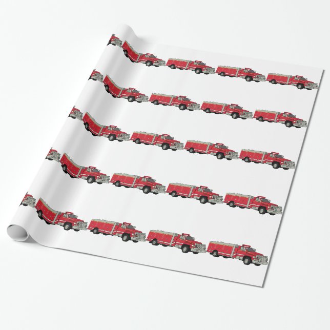 Firetruck Wrapping Paper (Unrolled)