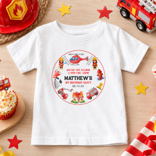 Firetrucks Boy 1st Birthday Cute Little party Baby T-Shirt
