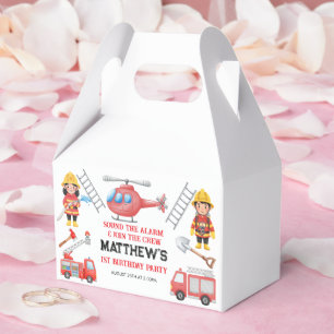 Firetrucks Boy 1st Birthday Cute Little party Favor Box
