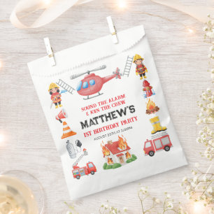 Firetrucks Boy 1st Birthday Cute Little party Favour Bag
