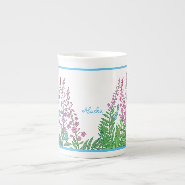 Fireweed et tasse de thé d'Alaska de myosotis des (Devant)