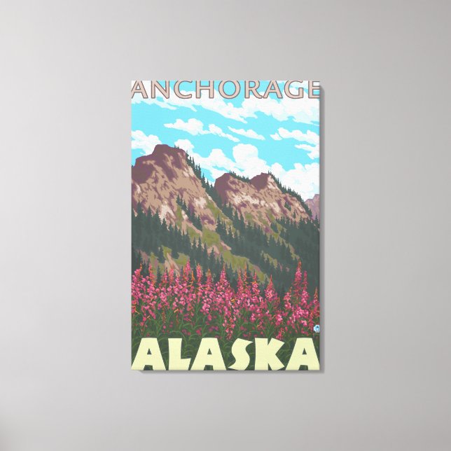 Fireweed & Mountains - Anchorage, Alaska Canvas Print (Front)