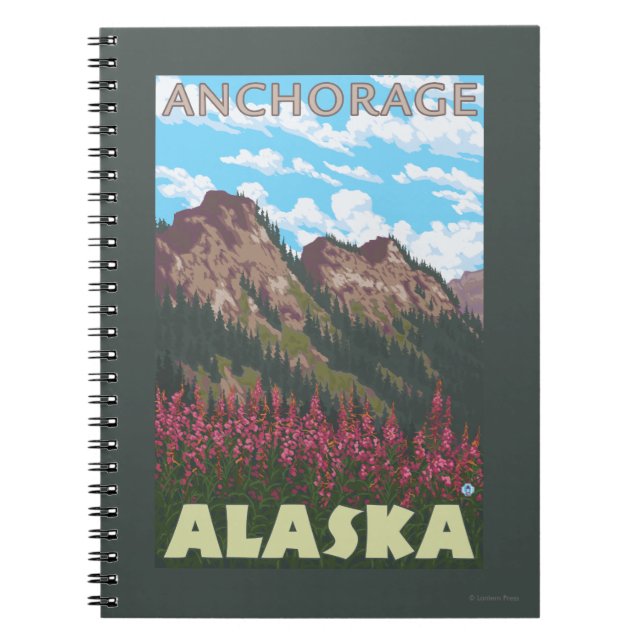 Fireweed & Mountains - Anchorage, Alaska Notebook (Front)
