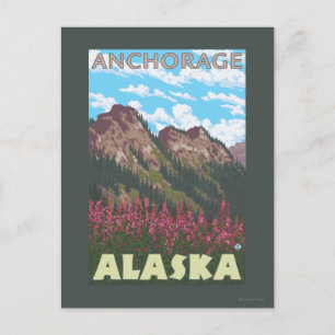Fireweed & Mountains - Anchorage, Alaska Postcard