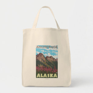 Fireweed & Mountains - Anchorage, Alaska Tote Bag