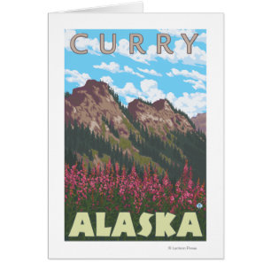 Fireweed & Mountains - Curry, Alaska
