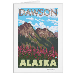 Fireweed & Mountains - Dawson, Alaska