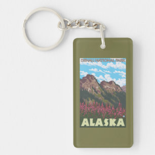 Fireweed & Mountains - Denali Nat'l Park, Keychain