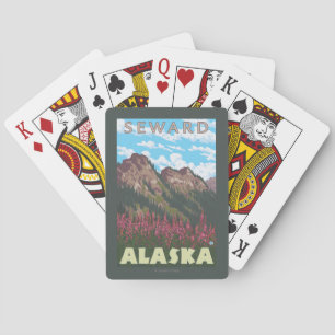 Fireweed & Mountains - Seward, Alaska Playing Cards