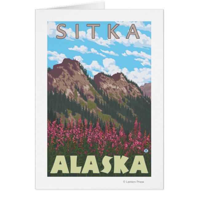 Fireweed & Mountains - Sitka, Alaska (Front)