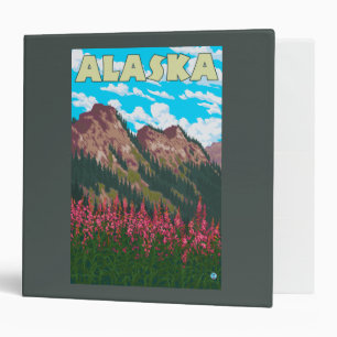 Fireweed with Mountains Vintage Travel Poster Binder
