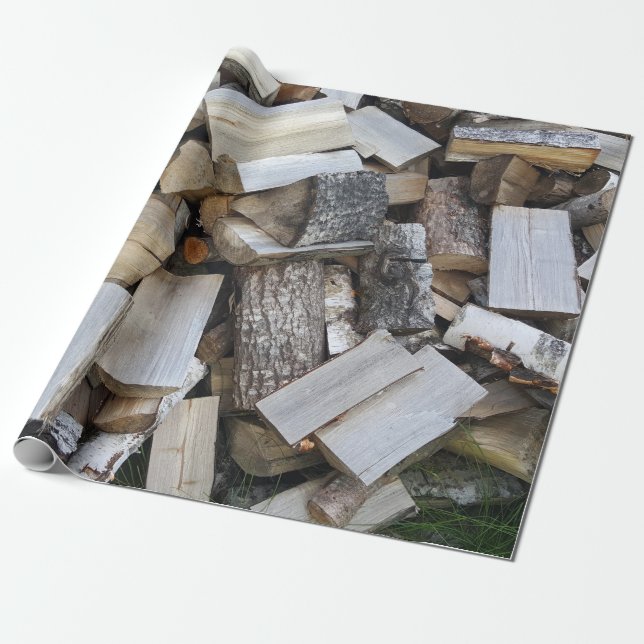 Firewood  logs photograph wrapping paper (Unrolled)