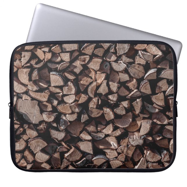 Firewood lot laptop sleeve (Front)