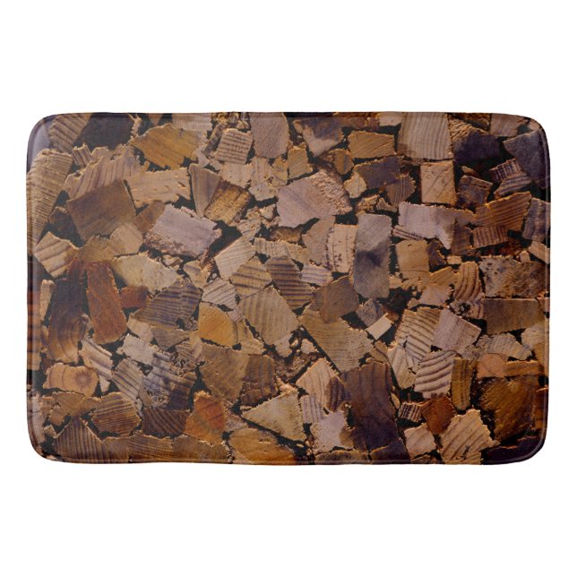Firewood rustic cabin wood grain tree bark pattern bath mat (Front)
