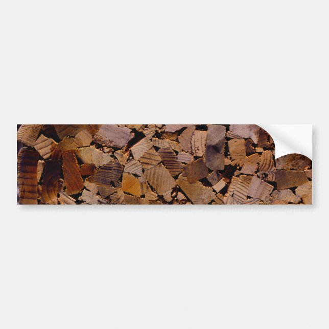 Firewood rustic cabin wood grain tree bark pattern bumper sticker (Front)