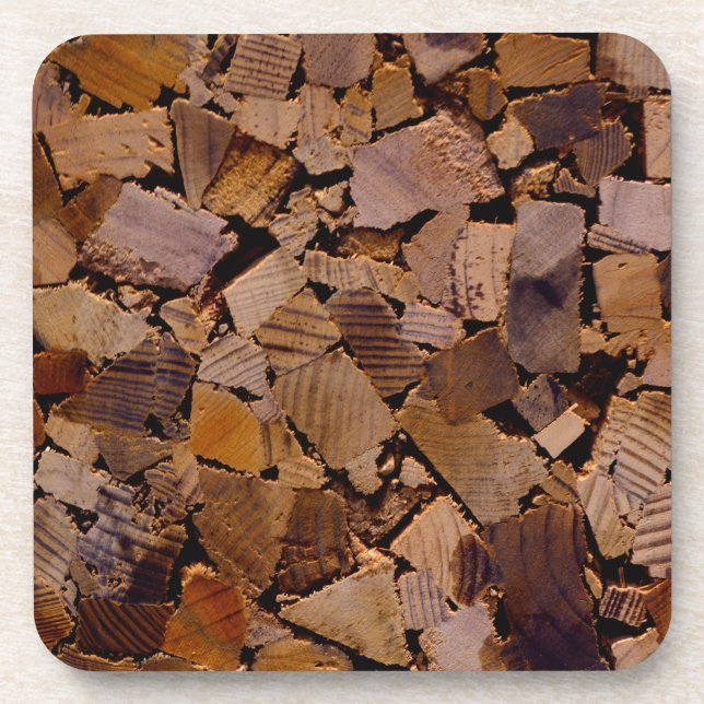 Firewood rustic cabin wood grain tree bark pattern coaster (Front)