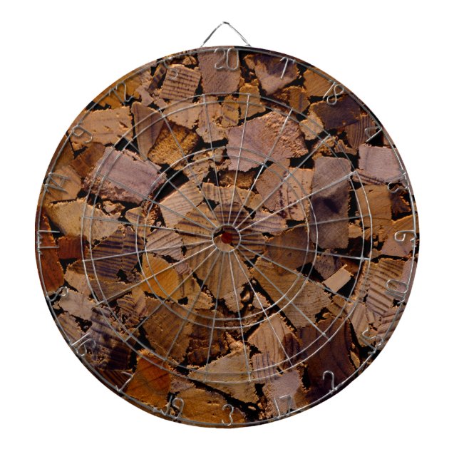 Firewood rustic cabin wood grain tree bark pattern dartboard (Front)