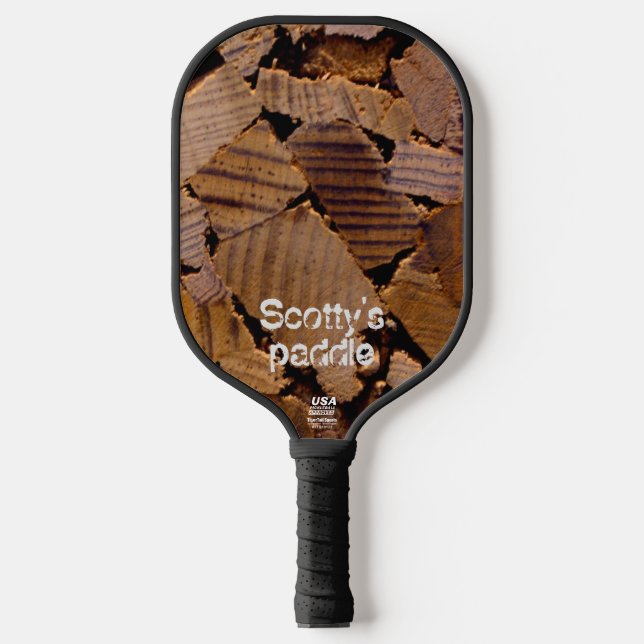 Firewood rustic cabin wood grain tree bark pattern pickleball paddle (Front)