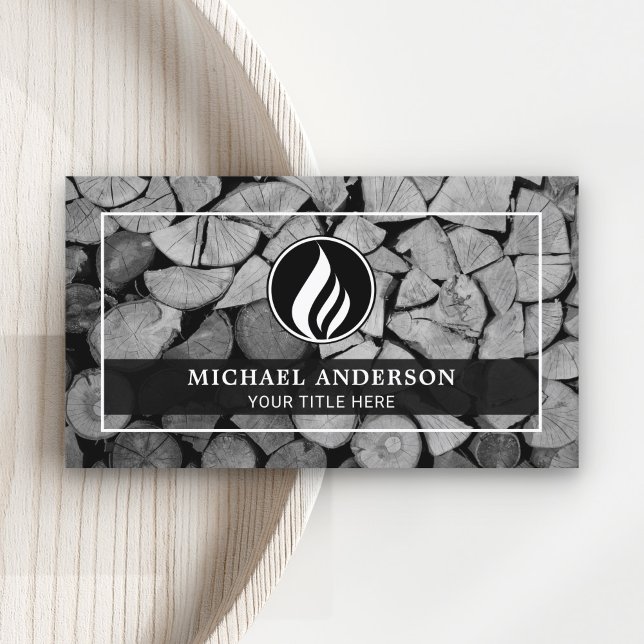 Firewood Wooden Logs Fireplace Installation Business Card (Creator Uploaded)
