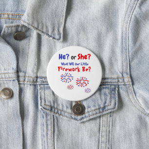 Firework American Gender Reveal 3 Inch Round Button