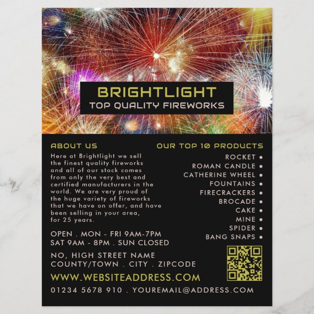 Firework Display, Fireworks Sales Flyer (Front)