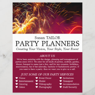 Firework Display, Party Event Planner Advertising Flyer