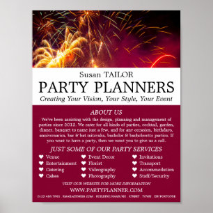 Firework Display, Party Event Planner Advertising Poster